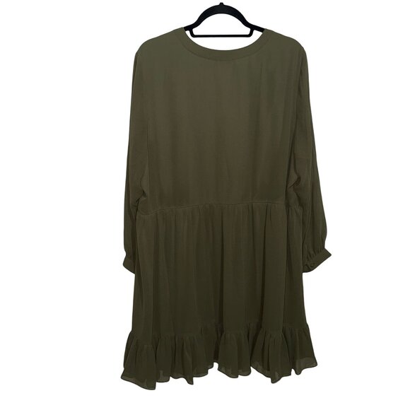 Vince Camuto Solid Long-Sleeve Split-Neck Tiered baby Doll Dress Size 2X - Picture 8 of 15